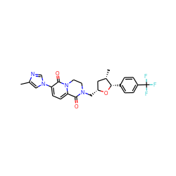 Cc1cn(-c2ccc3n(c2=O)CCN(C[C@@H]2C[C@H](C)[C@H](c4ccc(C(F)(F)F)cc4)O2)C3=O)cn1 ZINC000221498457