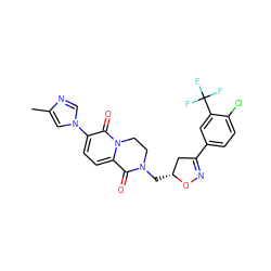 Cc1cn(-c2ccc3n(c2=O)CCN(C[C@@H]2CC(c4ccc(Cl)c(C(F)(F)F)c4)=NO2)C3=O)cn1 ZINC000221527047