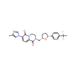 Cc1cn(-c2ccc3n(c2=O)CCN(C[C@@H]2CC[C@H](c4ccc(C(C)(F)F)cc4)O2)C3=O)cn1 ZINC000221538246