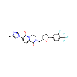 Cc1cn(-c2ccc3n(c2=O)CCN(C[C@@H]2CC[C@H](c4ccc(C(F)(F)F)c(F)c4)O2)C3=O)cn1 ZINC000221528749