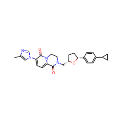 Cc1cn(-c2ccc3n(c2=O)CCN(C[C@@H]2CC[C@H](c4ccc(C5CC5)cc4)O2)C3=O)cn1 ZINC000221535494