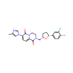 Cc1cn(-c2ccc3n(c2=O)CCN(C[C@@H]2CC[C@H](c4ccc(Cl)c(Cl)c4)O2)C3=O)cn1 ZINC000221523721