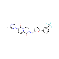 Cc1cn(-c2ccc3n(c2=O)CCN(C[C@@H]2CC[C@H](c4cccc(C(F)(F)F)c4)O2)C3=O)cn1 ZINC000221548438