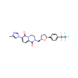 Cc1cn(-c2ccc3n(c2=O)CCN(C[C@H]2CC[C@@H](c4ccc(C(F)(F)C(F)(F)F)cc4)O2)C3=O)cn1 ZINC001772618216