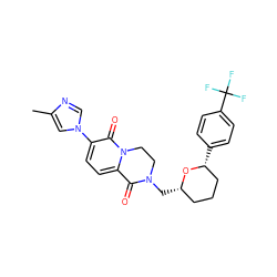 Cc1cn(-c2ccc3n(c2=O)CCN(C[C@H]2CCC[C@@H](c4ccc(C(F)(F)F)cc4)O2)C3=O)cn1 ZINC000221498607