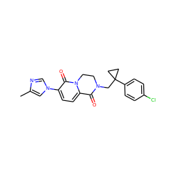 Cc1cn(-c2ccc3n(c2=O)CCN(CC2(c4ccc(Cl)cc4)CC2)C3=O)cn1 ZINC000103247230