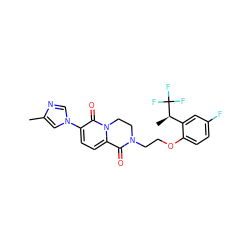 Cc1cn(-c2ccc3n(c2=O)CCN(CCOc2ccc(F)cc2[C@@H](C)C(F)(F)F)C3=O)cn1 ZINC000144653312