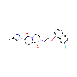 Cc1cn(-c2ccc3n(c2=O)CCN(CCOc2cccc4ccc(F)cc24)C3=O)cn1 ZINC000103247257