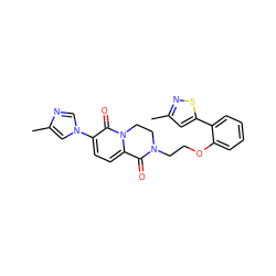 Cc1cn(-c2ccc3n(c2=O)CCN(CCOc2ccccc2-c2cc(C)ns2)C3=O)cn1 ZINC000144500876