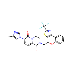 Cc1cn(-c2ccc3n(c2=O)CCN(CCOc2ccccc2-c2csc(C(F)(F)F)n2)C3=O)cn1 ZINC000144466009