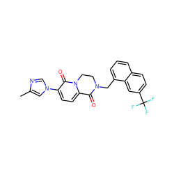 Cc1cn(-c2ccc3n(c2=O)CCN(Cc2cccc4ccc(C(F)(F)F)cc24)C3=O)cn1 ZINC000299854682