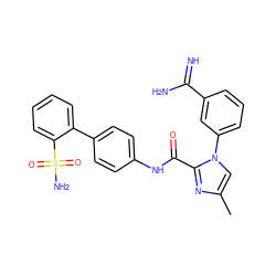 Cc1cn(-c2cccc(C(=N)N)c2)c(C(=O)Nc2ccc(-c3ccccc3S(N)(=O)=O)cc2)n1 ZINC000027728501