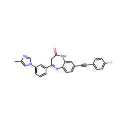 Cc1cn(-c2cccc(C3=Nc4ccc(C#Cc5ccc(F)cc5)cc4NC(=O)C3)c2)cn1 ZINC000101489644