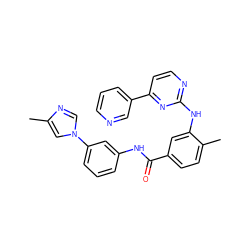 Cc1cn(-c2cccc(NC(=O)c3ccc(C)c(Nc4nccc(-c5cccnc5)n4)c3)c2)cn1 ZINC000095598121