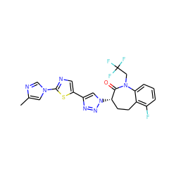 Cc1cn(-c2ncc(-c3cn([C@H]4CCc5c(F)cccc5N(CC(F)(F)F)C4=O)nn3)s2)cn1 ZINC000139959257