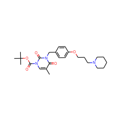 Cc1cn(C(=O)OC(C)(C)C)c(=O)n(Cc2ccc(OCCCN3CCCCC3)cc2)c1=O ZINC000299827602