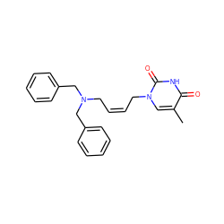 Cc1cn(C/C=C\CN(Cc2ccccc2)Cc2ccccc2)c(=O)[nH]c1=O ZINC000013538429