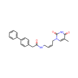 Cc1cn(C/C=C\CNC(=O)Cc2ccc(-c3ccccc3)cc2)c(=O)[nH]c1=O ZINC000013538417