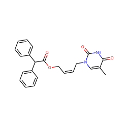 Cc1cn(C/C=C\COC(=O)C(c2ccccc2)c2ccccc2)c(=O)[nH]c1=O ZINC000013491301