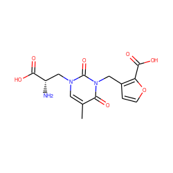 Cc1cn(C[C@H](N)C(=O)O)c(=O)n(Cc2ccoc2C(=O)O)c1=O ZINC000035324272