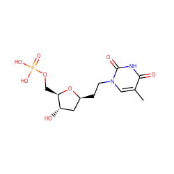 Cc1cn(CC[C@H]2C[C@H](O)[C@@H](COP(=O)(O)O)O2)c(=O)[nH]c1=O ZINC000026834042