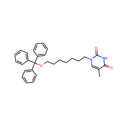 Cc1cn(CCCCCCCOC(c2ccccc2)(c2ccccc2)c2ccccc2)c(=O)[nH]c1=O ZINC000035080017