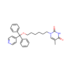 Cc1cn(CCCCCCOC(c2ccccc2)(c2ccccc2)c2ccncc2)c(=O)[nH]c1=O ZINC000035305214