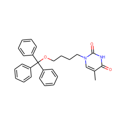 Cc1cn(CCCCOC(c2ccccc2)(c2ccccc2)c2ccccc2)c(=O)[nH]c1=O ZINC000013491294