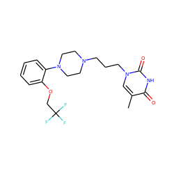 Cc1cn(CCCN2CCN(c3ccccc3OCC(F)(F)F)CC2)c(=O)[nH]c1=O ZINC000013490011