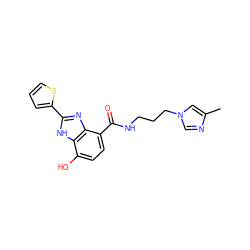 Cc1cn(CCCNC(=O)c2ccc(O)c3[nH]c(-c4cccs4)nc23)cn1 ZINC000073311721