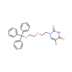 Cc1cn(CCOCCOC(c2ccccc2)(c2ccccc2)c2ccccc2)c(=O)[nH]c1=O ZINC000035080019