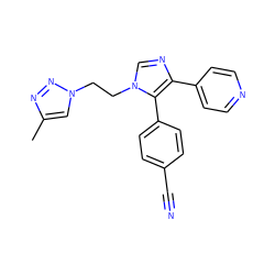 Cc1cn(CCn2cnc(-c3ccncc3)c2-c2ccc(C#N)cc2)nn1 ZINC000299862760