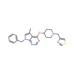 Cc1cn(Cc2ccccc2)c2ncnc(OC3CCN(Cc4cscn4)CC3)c12 ZINC000084614437