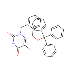 Cc1cn(Cc2ccccc2COC(c2ccccc2)(c2ccccc2)c2ccccc2)c(=O)[nH]c1=O ZINC000027427630