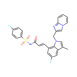 Cc1cn(Cc2cn3ccccc3n2)c2c(/C=C/C(=O)NS(=O)(=O)c3ccc(F)cc3)cc(F)cc12 ZINC000045253054