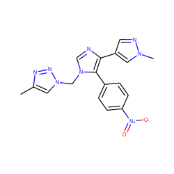 Cc1cn(Cn2cnc(-c3cnn(C)c3)c2-c2ccc([N+](=O)[O-])cc2)nn1 ZINC000299858737