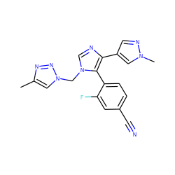 Cc1cn(Cn2cnc(-c3cnn(C)c3)c2-c2ccc(C#N)cc2F)nn1 ZINC000299858344