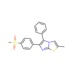 Cc1cn2c(-c3ccccc3)c(-c3ccc(S(C)(=O)=O)cc3)nc2s1 ZINC000003814815