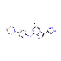 Cc1cn2c(-c3cn[nH]c3)cnc2c(Nc2ccc(N3CCOCC3)nc2)n1 ZINC000072122816