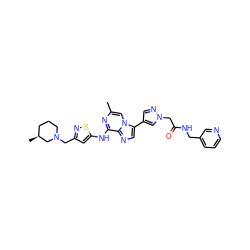 Cc1cn2c(-c3cnn(CC(=O)NCc4cccnc4)c3)cnc2c(Nc2cc(CN3CCC[C@H](C)C3)ns2)n1 ZINC000084586686