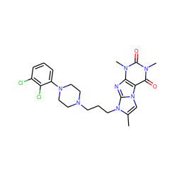 Cc1cn2c3c(=O)n(C)c(=O)n(C)c3nc2n1CCCN1CCN(c2cccc(Cl)c2Cl)CC1 ZINC000103173003