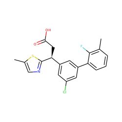 Cc1cnc([C@@H](CC(=O)O)c2cc(Cl)cc(-c3cccc(C)c3F)c2)s1 ZINC001772606143