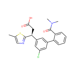 Cc1cnc([C@@H](CC(=O)O)c2cc(Cl)cc(-c3ccccc3C(=O)N(C)C)c2)s1 ZINC001772642868