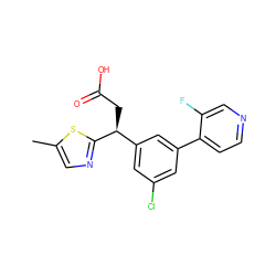 Cc1cnc([C@@H](CC(=O)O)c2cc(Cl)cc(-c3ccncc3F)c2)s1 ZINC001772644133