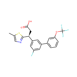 Cc1cnc([C@@H](CC(=O)O)c2cc(F)cc(-c3cccc(OC(F)(F)F)c3)c2)s1 ZINC001772581667