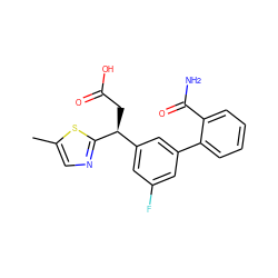 Cc1cnc([C@@H](CC(=O)O)c2cc(F)cc(-c3ccccc3C(N)=O)c2)s1 ZINC001772631266