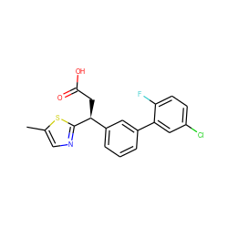 Cc1cnc([C@@H](CC(=O)O)c2cccc(-c3cc(Cl)ccc3F)c2)s1 ZINC001772589622