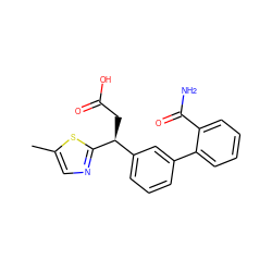 Cc1cnc([C@@H](CC(=O)O)c2cccc(-c3ccccc3C(N)=O)c2)s1 ZINC001772602312