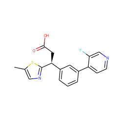 Cc1cnc([C@@H](CC(=O)O)c2cccc(-c3ccncc3F)c2)s1 ZINC001772599083