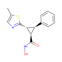 Cc1cnc([C@@H]2[C@@H](c3ccccc3)[C@H]2C(=O)NO)s1 ZINC000103251650